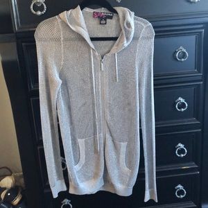 Peck & Peck NWOT Silver open Weave Hoodie